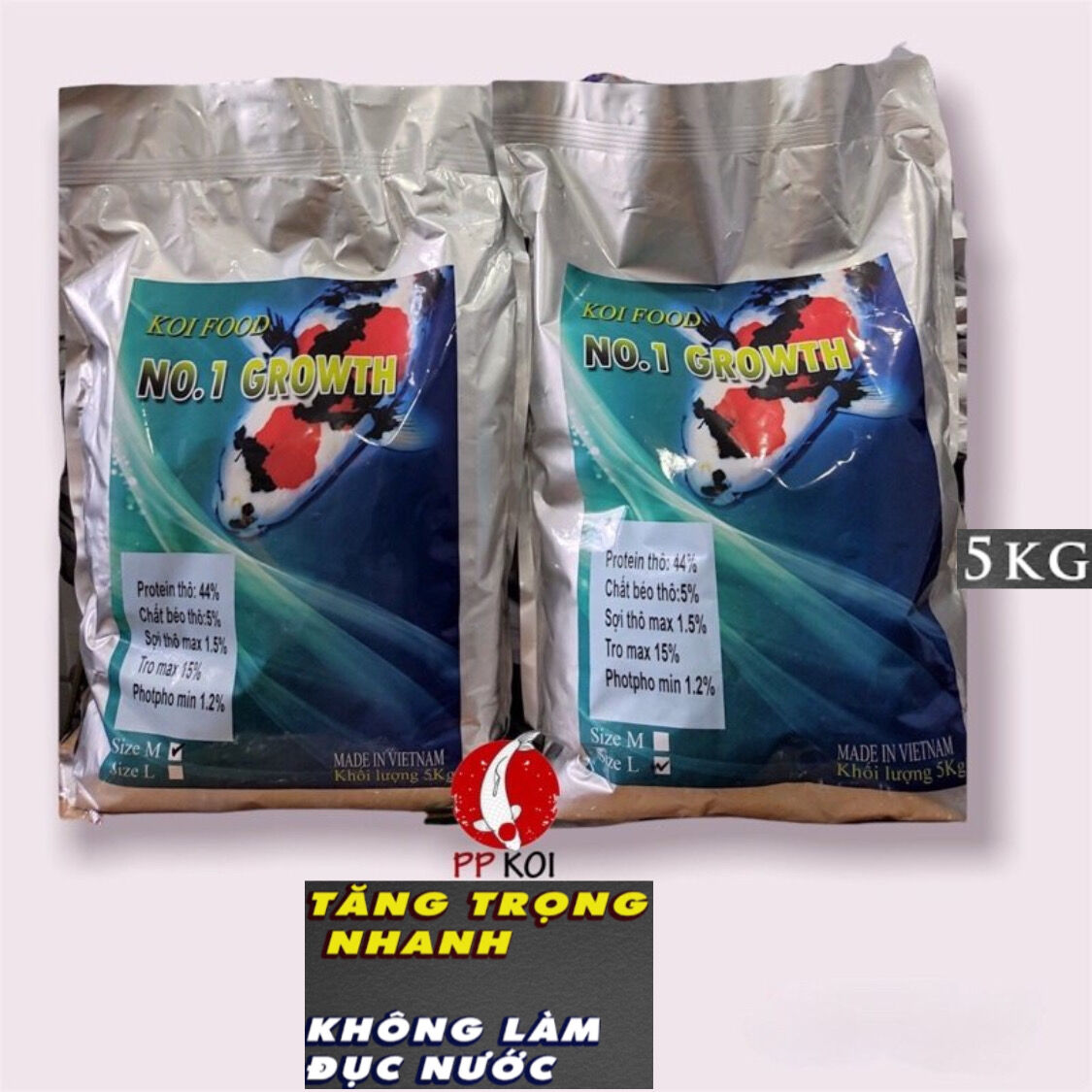 Thức ăn cá koi: cám no.1 growth tăng trọng 44% đạm - bao 5kg