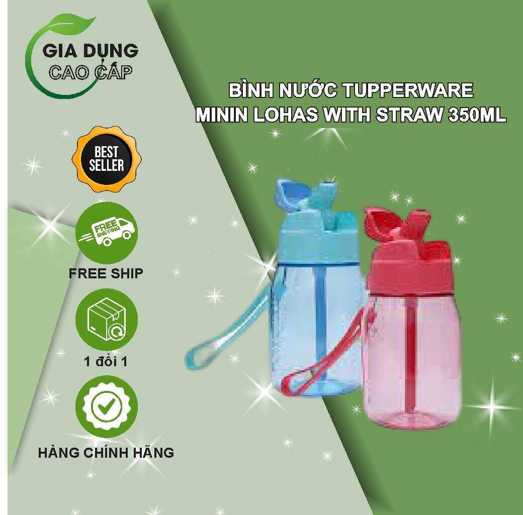 Bình nước cho bé mini lohas with straw 350ml tupperware có ống hút