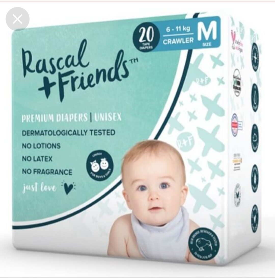 Tã/bỉm dán rascal + friends size m 20 miếng. nhập khẩu trực tiếp từ new zealand