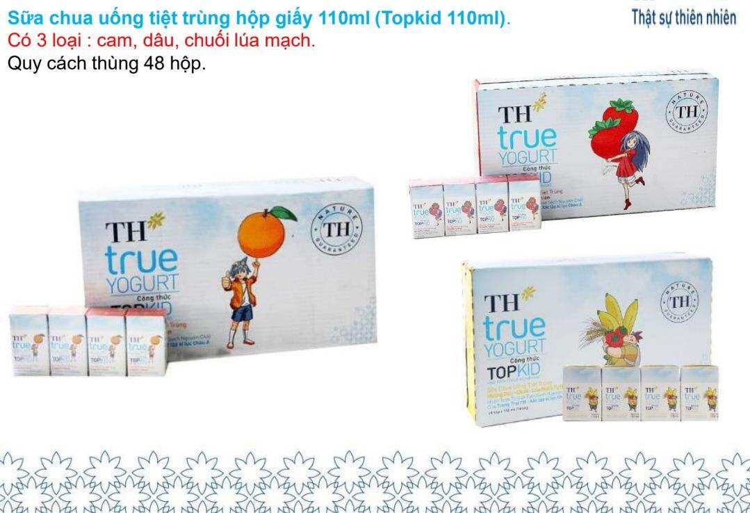 Thùng sữa chua uống tiệt trùng topkid 110 ml × 48 hộp ( Cam / Dâu / Chuối / Đủ mùi )