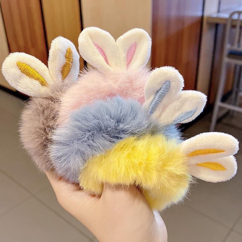 Dây buộc tóc tai thỏ lông mềm siêu cute (set 2 cái)