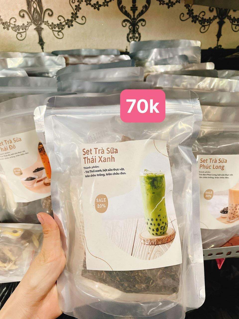 Set trà sữa thái xanh