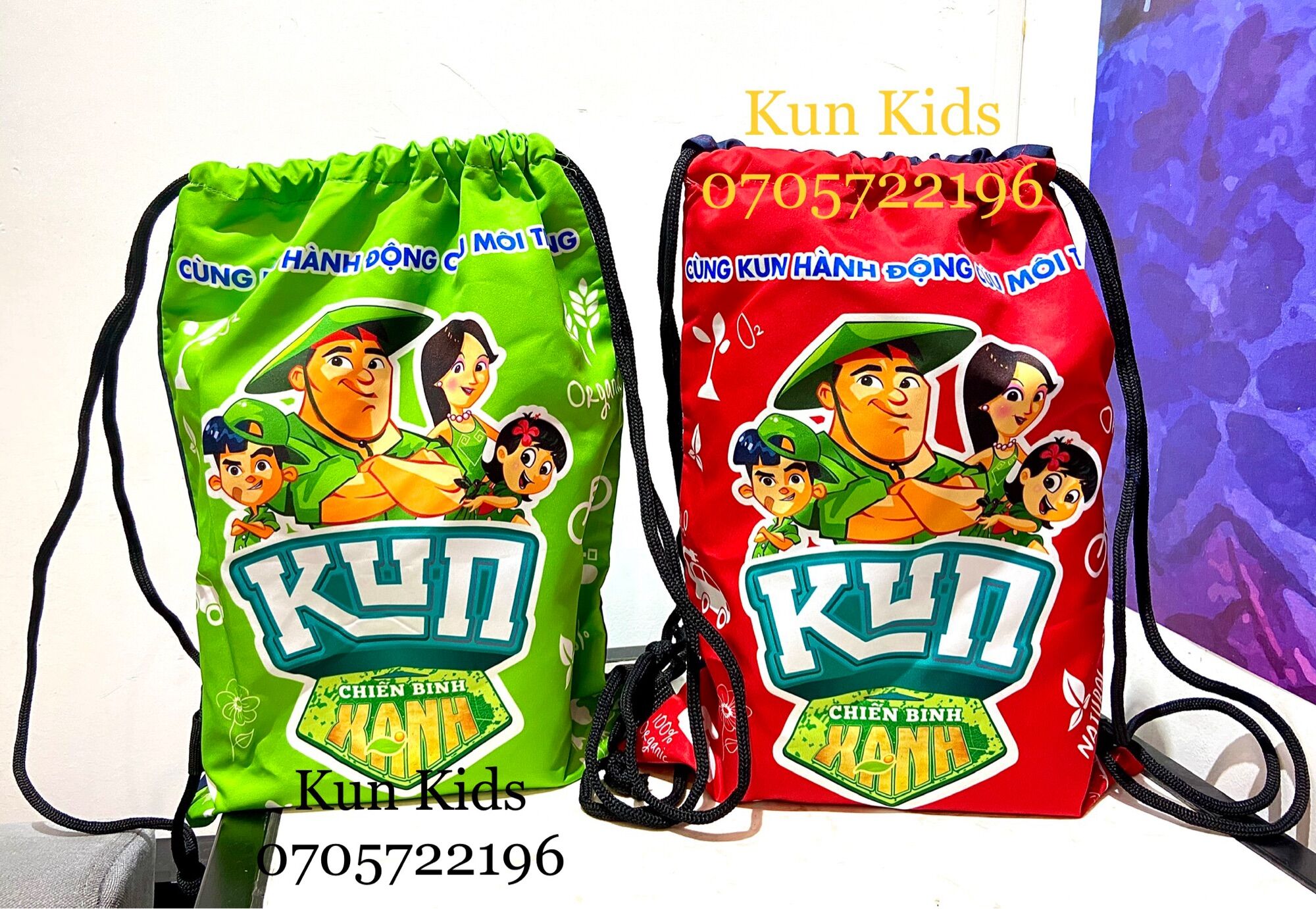Balo kun rút, túi rút kun, túi rút thể thao cho bé hàng khuyến mãi sữa kun
