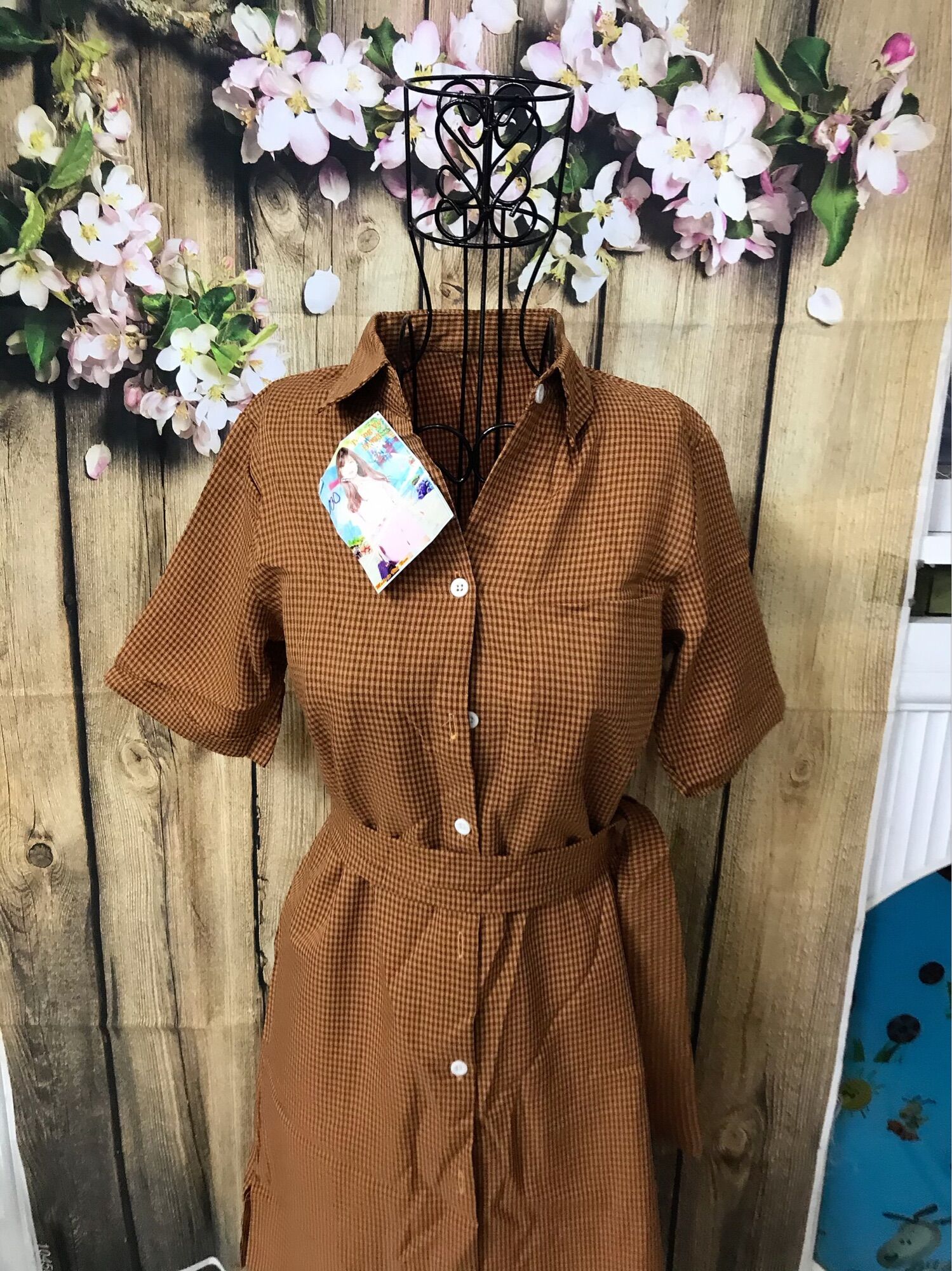 Đầm sơ mi size 40-55 kí ( có dây thắt eo )
