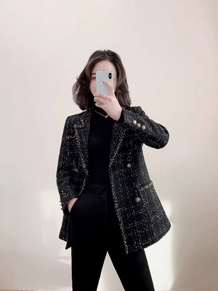 Áo dạ tweet 2 lớp viền nhũ