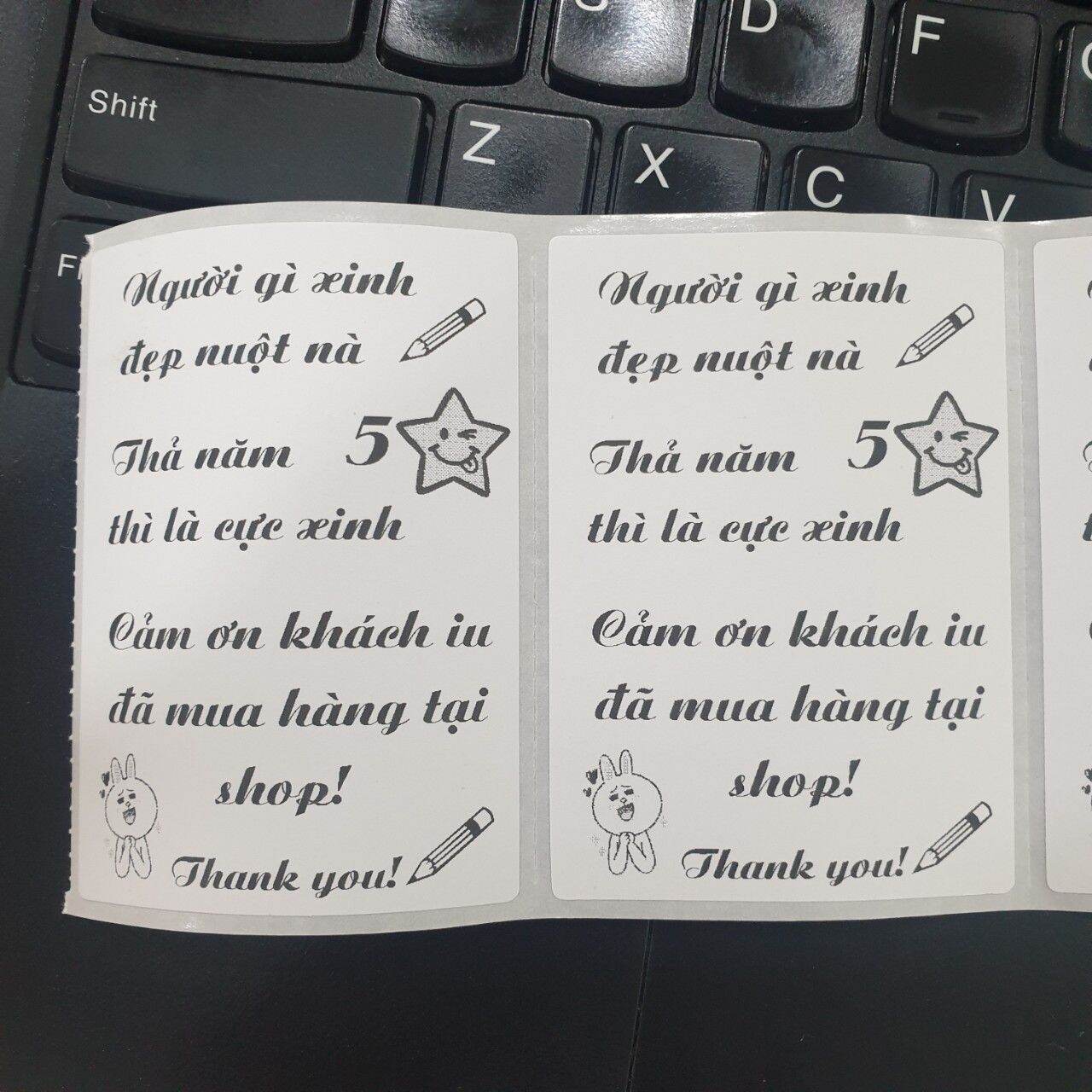 Combo 100 tem nhiệt dán Review 5 sao kích thước 7x5cm