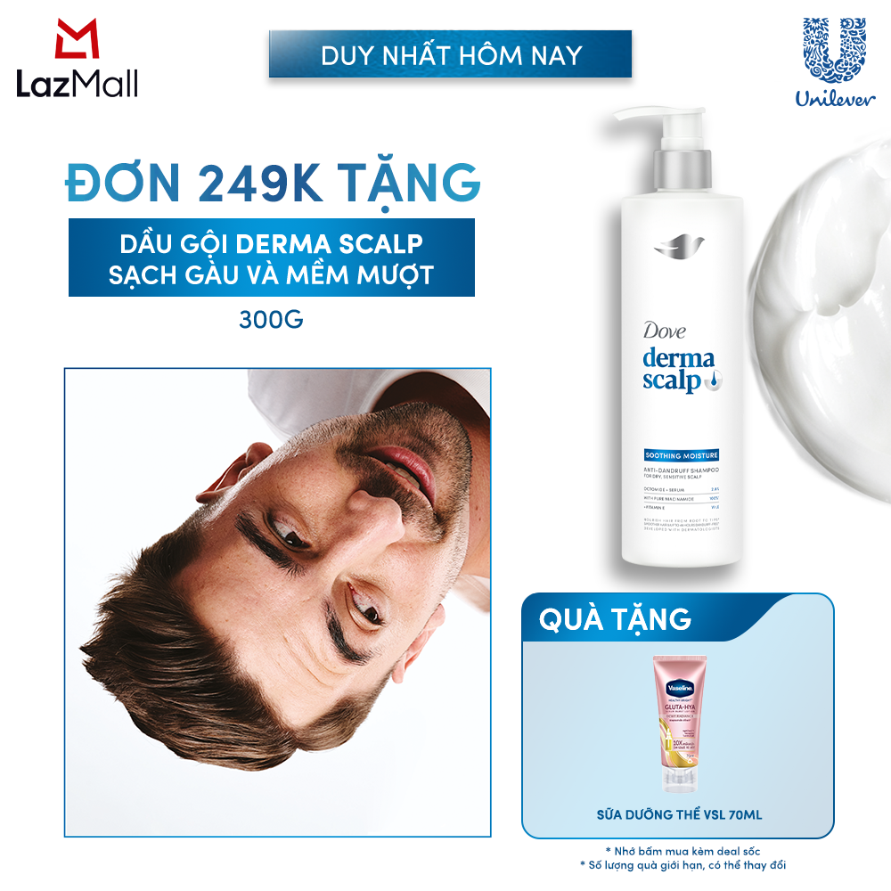 Dầu Gội Sạch Gàu  Tóc Mềm Mượt Dove Derma Soothing Mới 350G