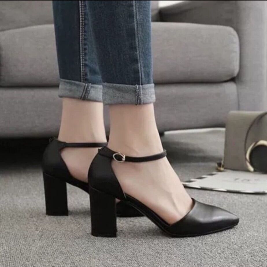Giày công sở cao gót 7 phân mũi nhọn, chất mềm bền