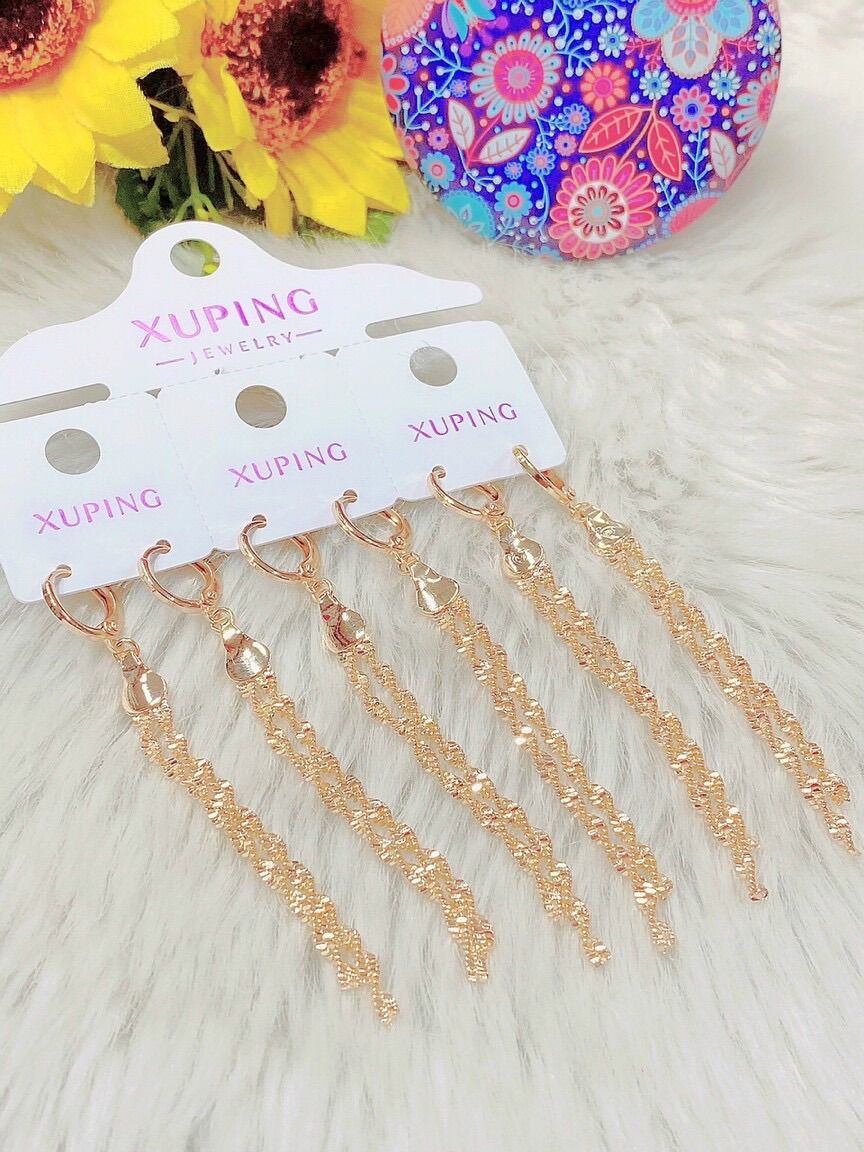 Bông tai nữ kiểu mì xoắn 2 tua xuping mạ vàng 18k cực bền cực đẹp