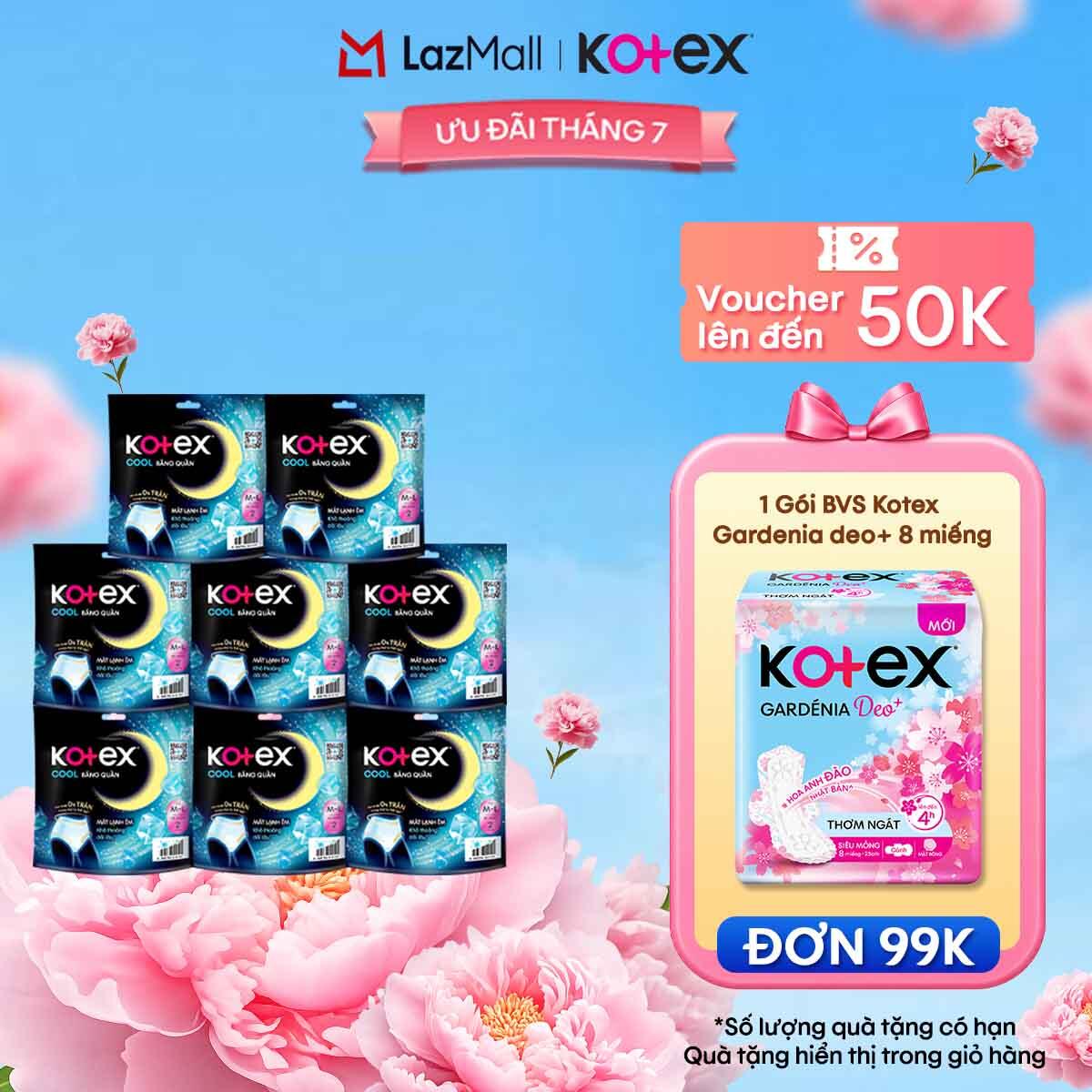 [QUÀ TẶNG Đơn 99k] Combo 8 gói Băng vệ sinh Kotex Băng Quần Cool cỡ M/L 2 Miếng