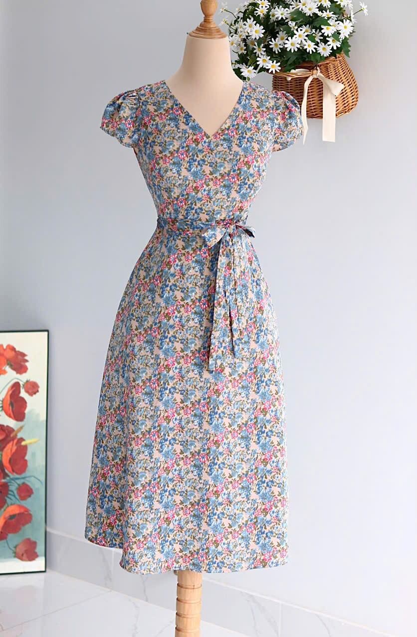 Đầm xòe cột nơ eo
