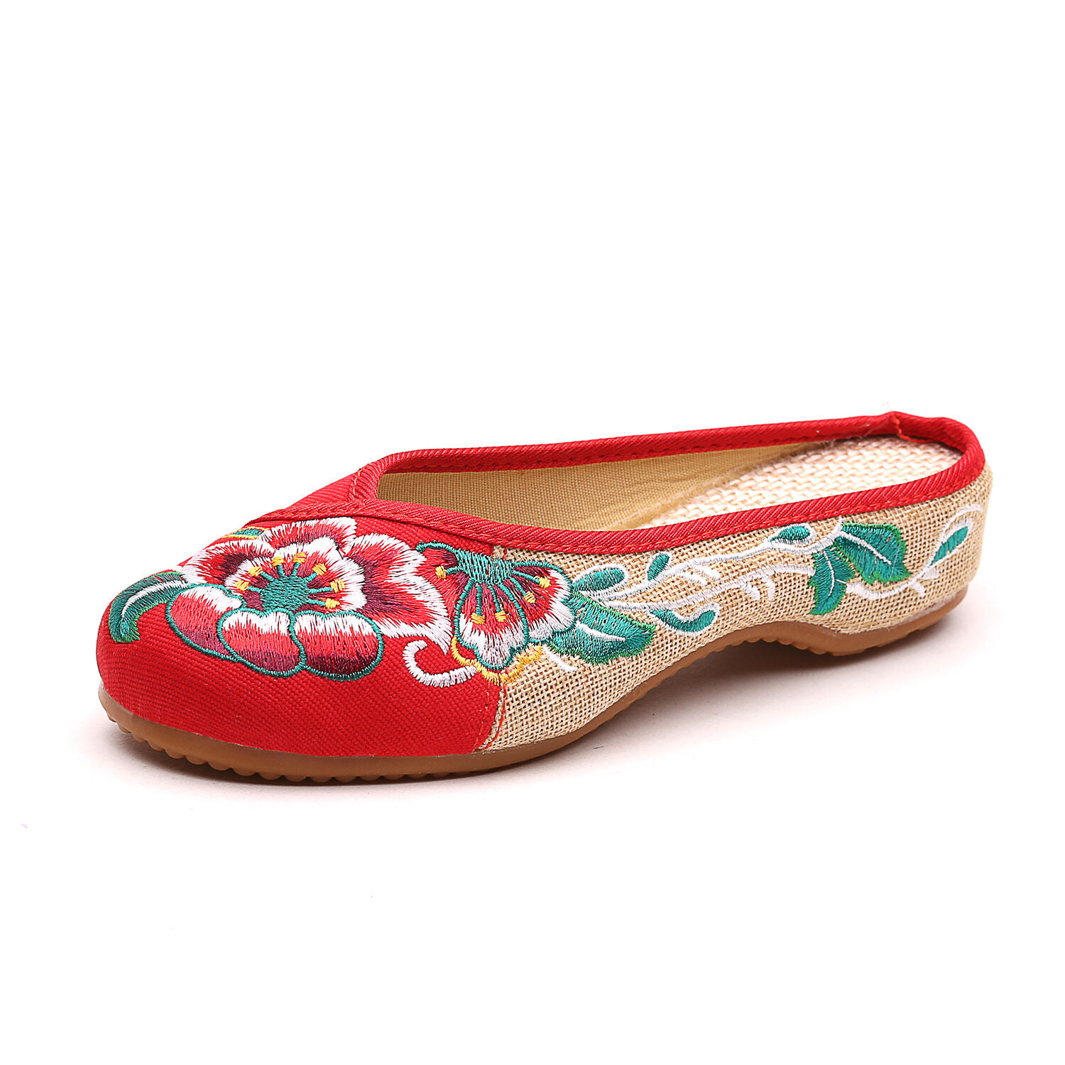 Giày Vải Bắc Kinh Cũ Dép Lê Nữ Giày Vải Thường Ngày Thêu Hoa Phong Cách