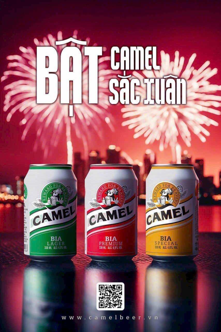 Thùng 24 lon bia Camel phiên bản Tết đỏ với Camel Beer