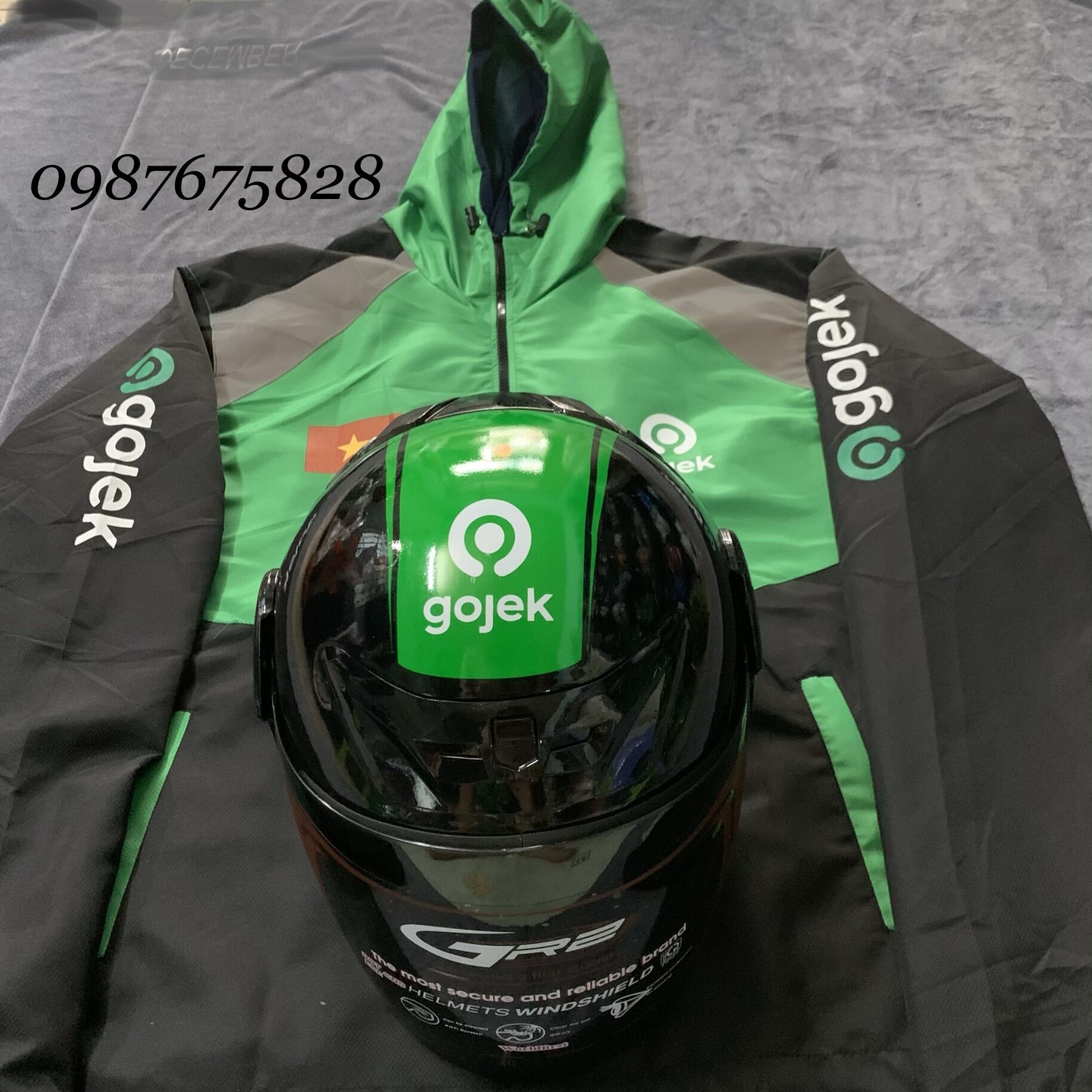 Combo áo khoác gojekk và nón 3/4 chuẩn xịn kính dài