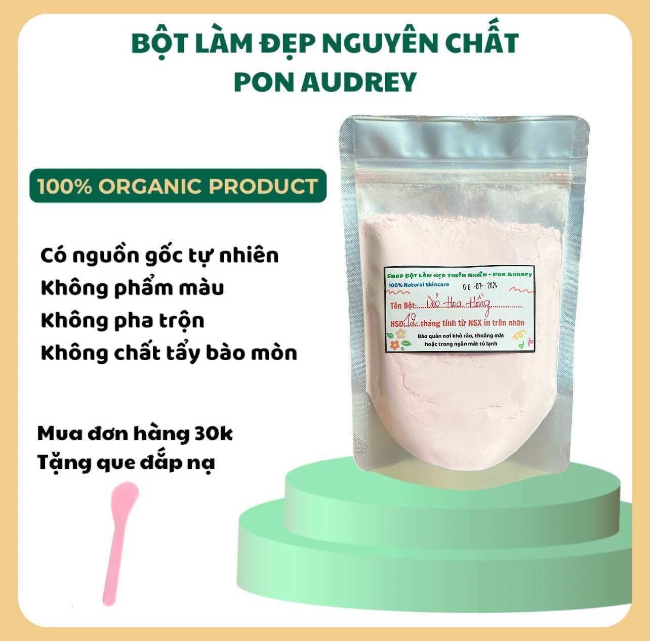 Bột mặt nạ dẻo hoa hồng, bạc hà, bùn non, vàng 24k nguyên chất chuyên dùng trong spa