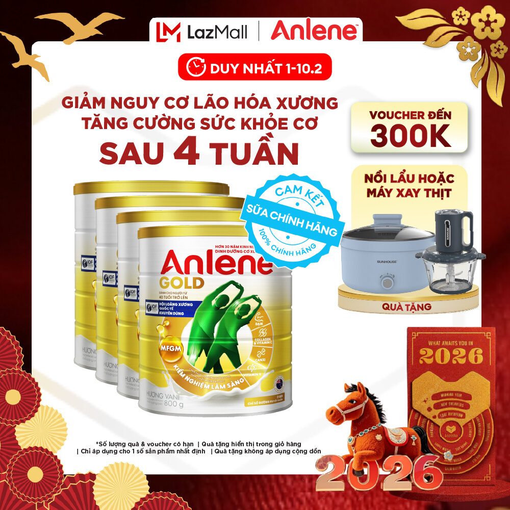 [Voucher giảm đến 26%]Combo 4 Sữa Bột Anlene Gold Hương Vani 800G