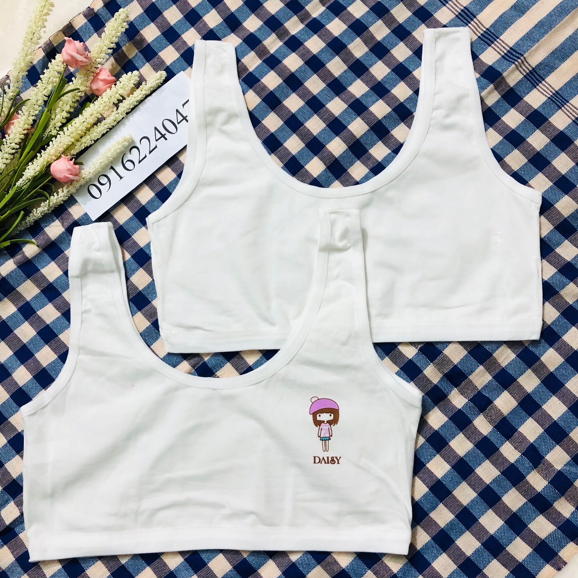 Áo lá học sinh tiểu học cotton, áo bra bé gái
