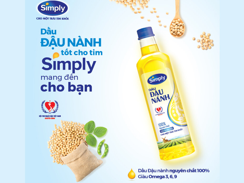 Combo 2chai dầu ăn đậu nành simply chai 1lit đậm chất thơm ngon béo ngậy cho món ngon mỗi ngày hổ trợ tốt cho tim mạch an toàn cho sức khỏe