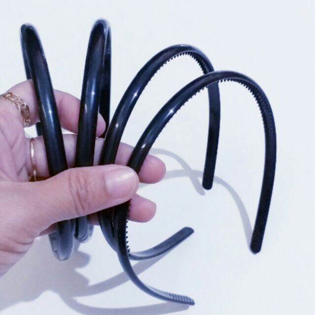 Combo 4 cái Bờm cài tóc màu đen 8mm (nhựa mềm)