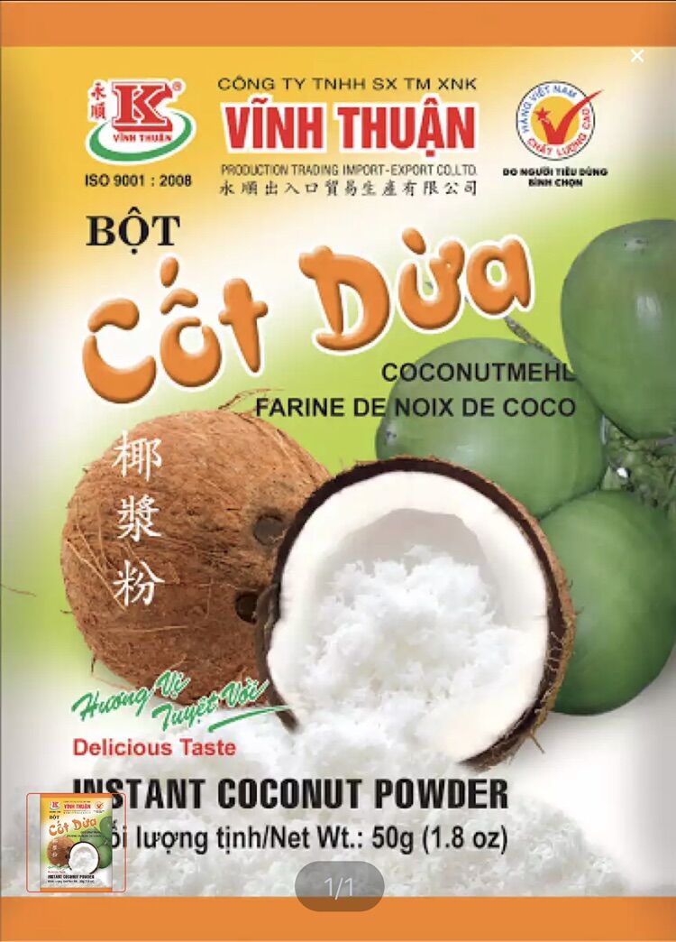 Combo 3 gói bột cốt dừa vĩnh thuận