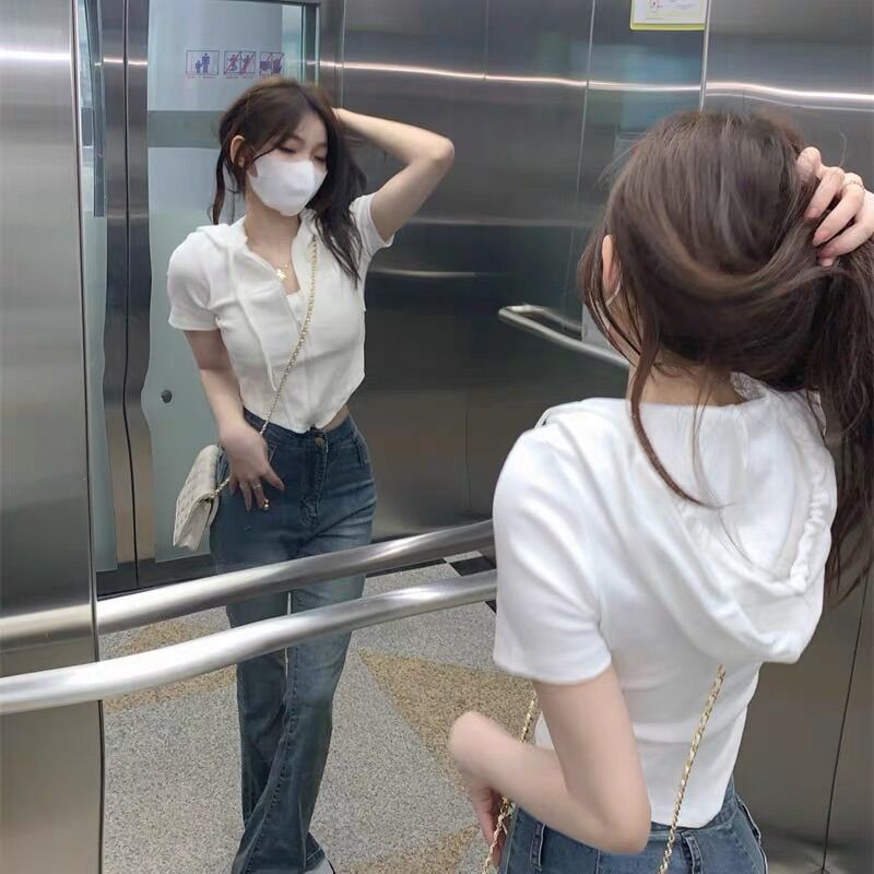 [HÀNG HOT] Áo Croptop Có Nón Thun Gân Siêu Xinh Xắn