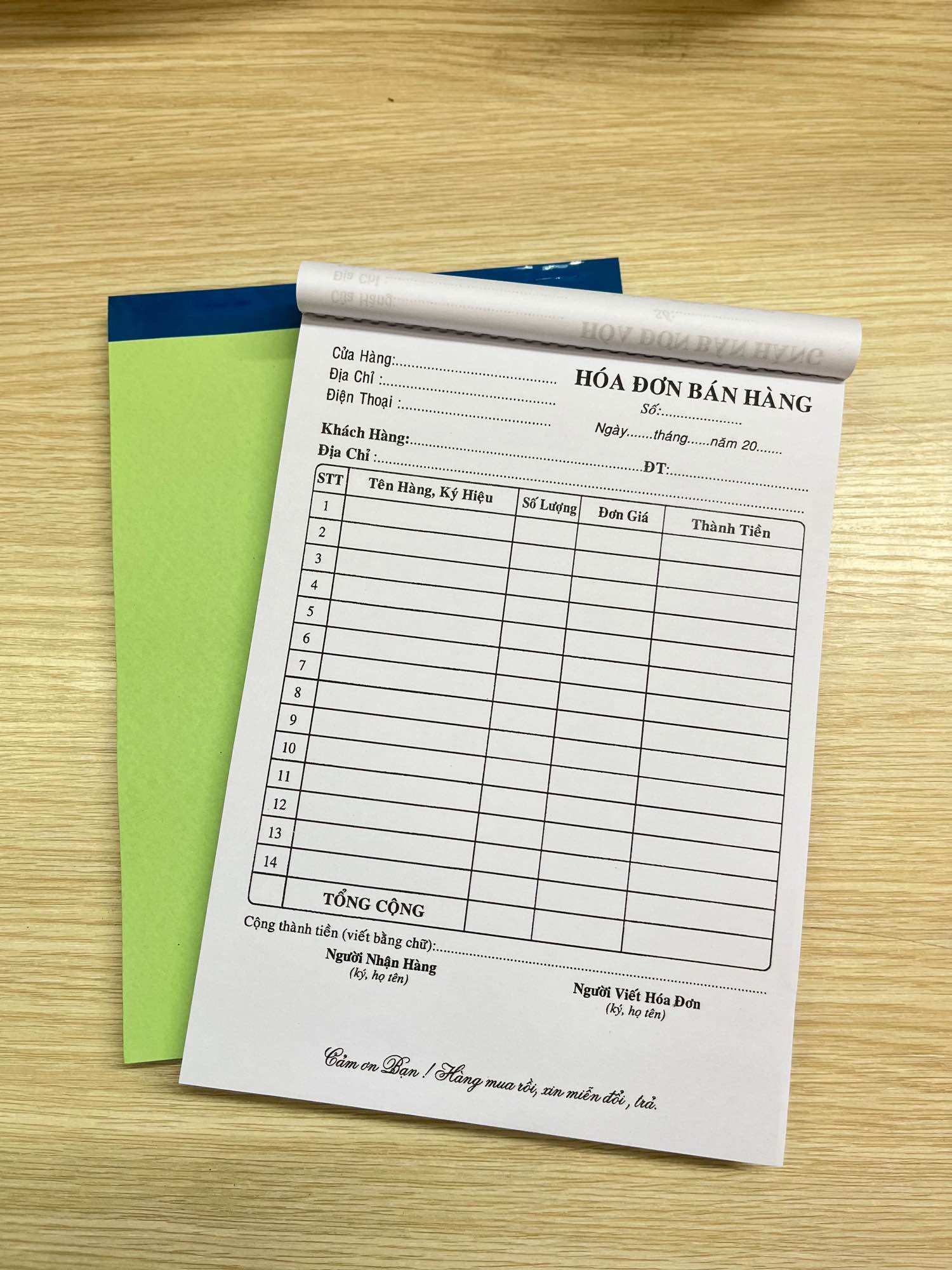 Hóa đơn bán lẻ A5 (15x20cm) 1 liên 100 tờ/quyển