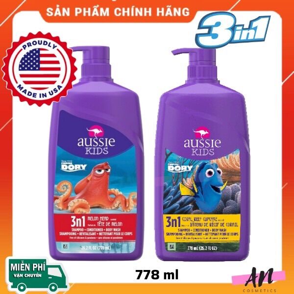Sữa tắm, gội và xả cho bé aussie kid 3in1 778ml