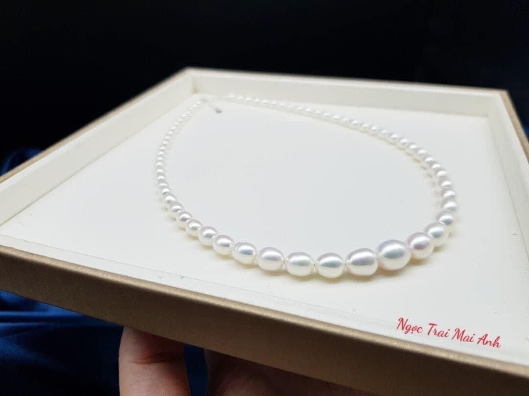Chuỗi cổ ngọc trai giọt nước 4-9ly