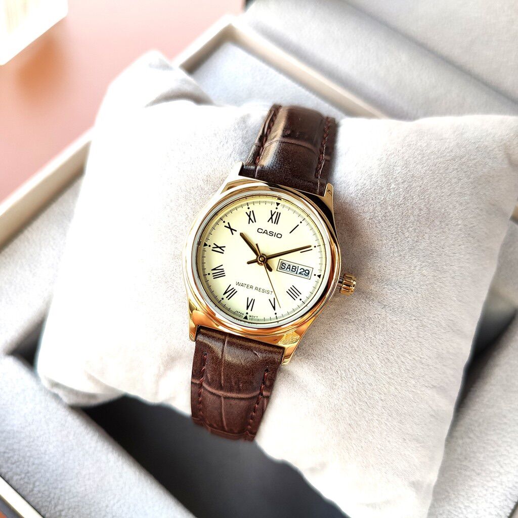 Đồng hồ nữ dây da Casio Anh Khuê LTP-V006GL-9BUDF