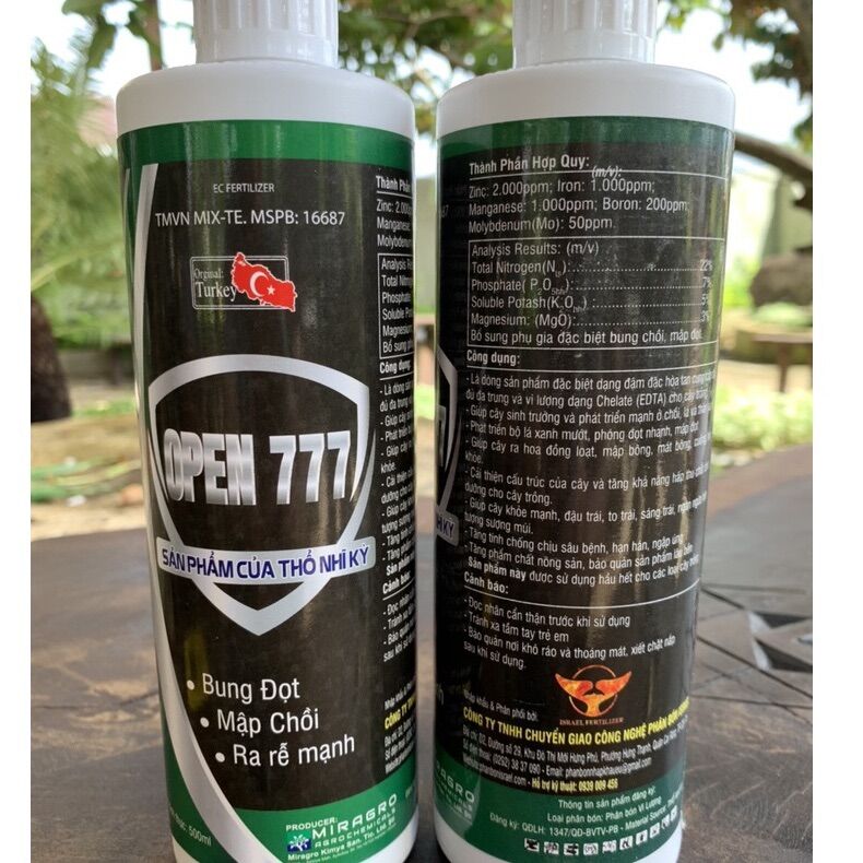 Phân bón lá open 777 thổ nhĩ kỳ chai 450ml bung đọt mập chồi ra rễ mạnh