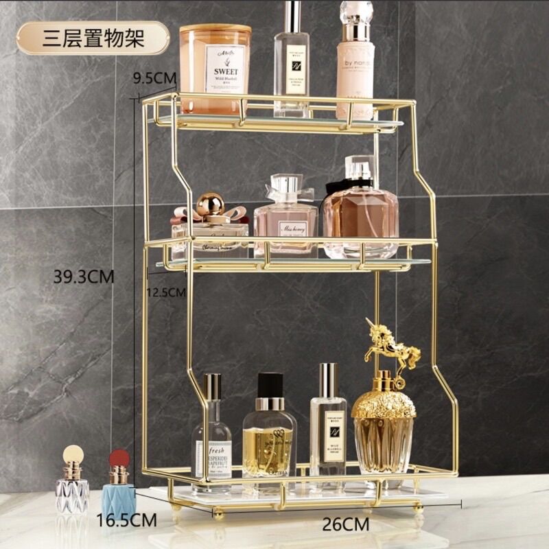 kệ mỹ phẩm gold 3 tầng