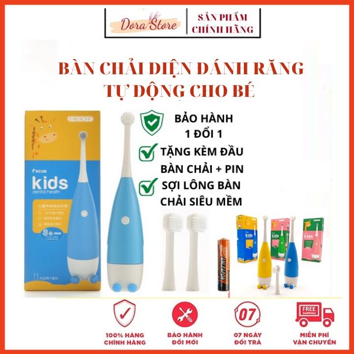 Bàn Chải Điện Cho Bé Focus Kids Sạch Răng Tiện Lợi Chống Nước Ipx5 Máy Đánh Răng Tự Động Chạy Bằng Pin Cho Bé Dorastore