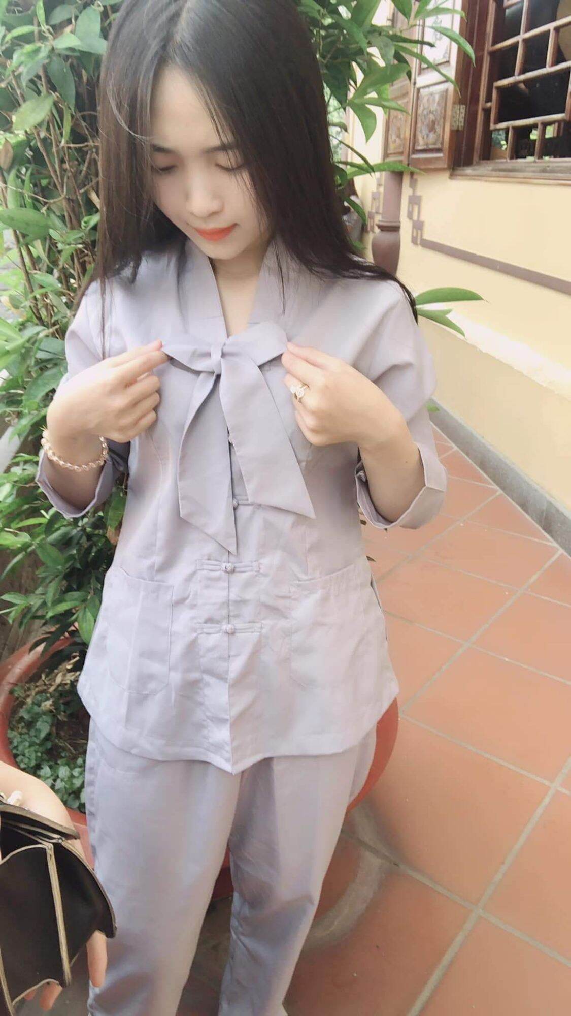 #đồ bộ đi chùa#đồ lam nữ#la Hán nơ
