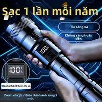 BAIXITANG | Đèn Pin LED Siêu Sáng Có Thể Nạp Lại Dễ Mang Đi Thiết Kế Nhỏ Gọn Màn Hình LCD Hiển Thị Số 3 Mức Điều Chỉnh Ánh Sáng Dùng Cho Cắm Trại Đi Bộ Ngoài Trời An Toàn Cho Trẻ Em
