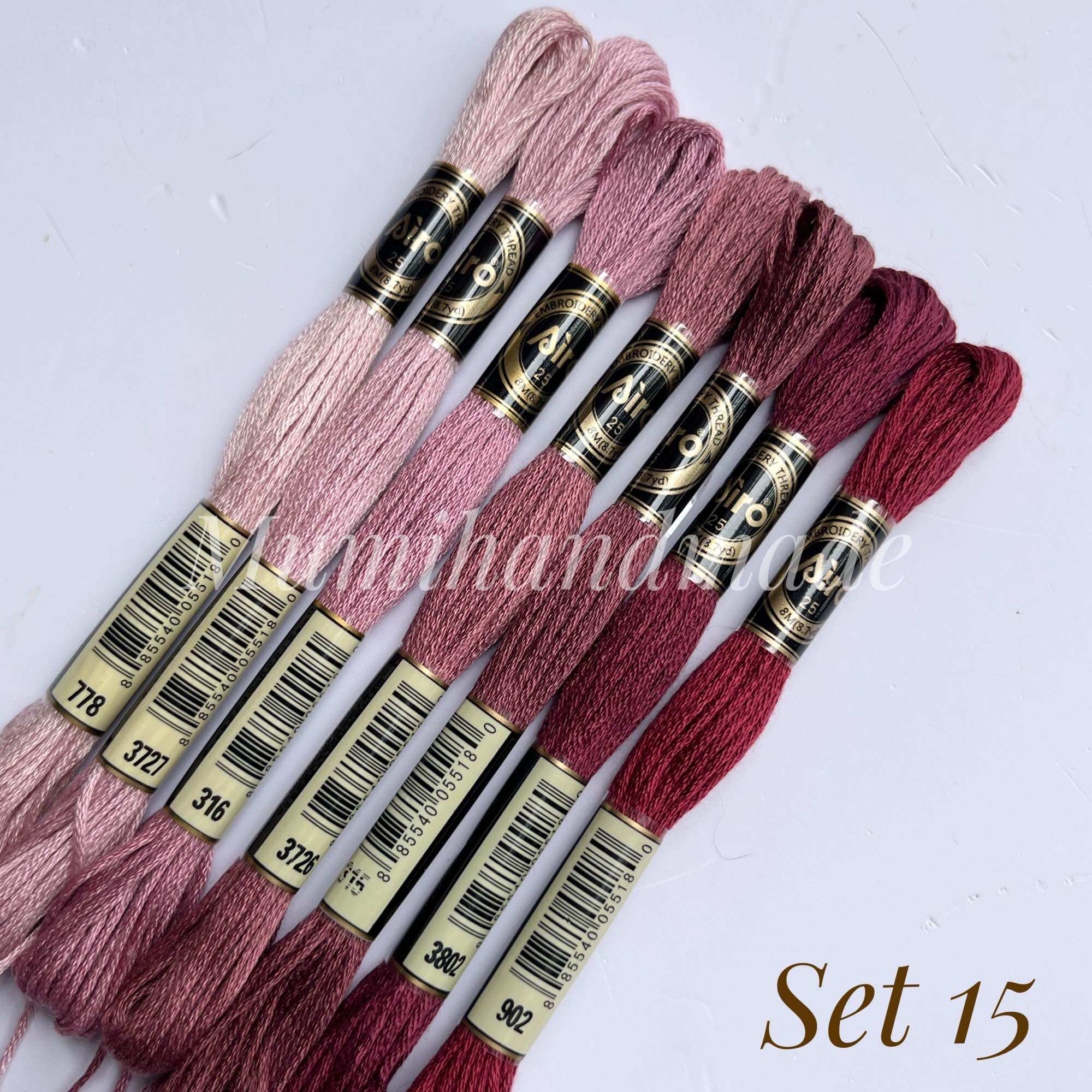 [Bảng 1 ] [Combo 3 - 8 Tép] Chỉ Thêu Tay Airo Cotton - Set Phối Màu Gradient Thông Minh (Tông Đỏ/Hồng/Tím/Xanh)