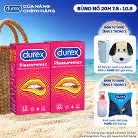 Bộ 2 hộp bao cao su Durex Pleasuremax gân gai, size 56mm, 12 bao/hộp