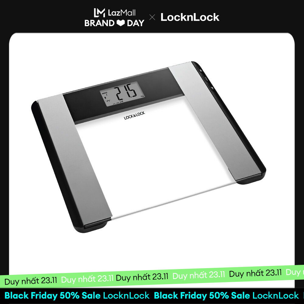 Cân sức khỏe điện tử đo chỉ số cơ thể Lock&Lock dùng trong gia đình ENC516BLK - 180kg - Màu đen