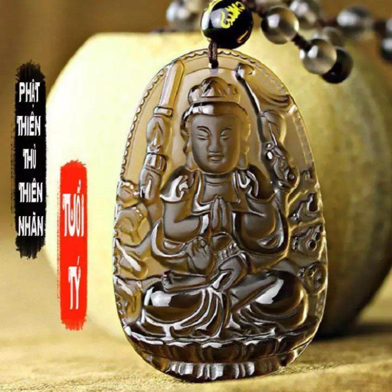 Mặt phật - thiên thủ thiên nhãn- thạch anh khói - tuổi tý