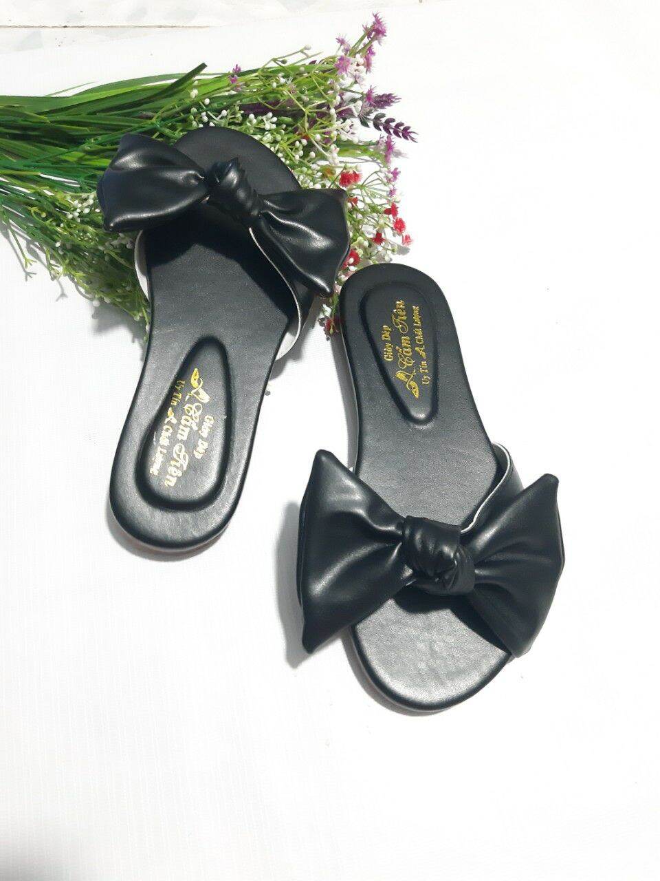 Ảnh thật sản phẩm bảo hành 2 năm, xăng đan, giày cao gót nữ size 33, 34 đến bigsize 40, 41,42,43,44 nơ bướm đế bệt
