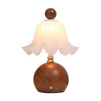 Luxury Retro Bedside Lamp with Flower Charging Night Light