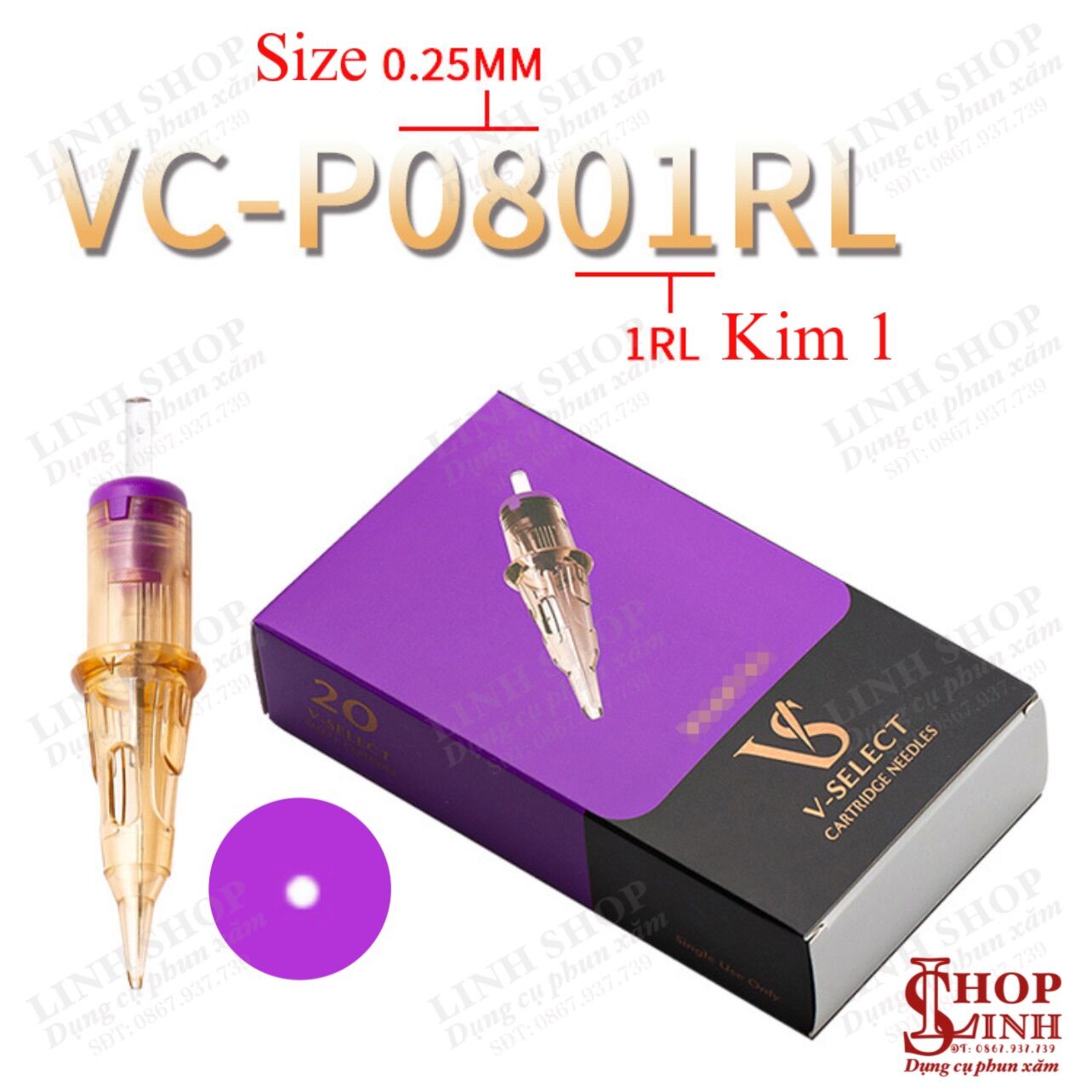 (Hộp 20cái) Kim Ez VS V Select Kim Đạn Máy Pen Cho Phun Xăm Thẩm Mỹ