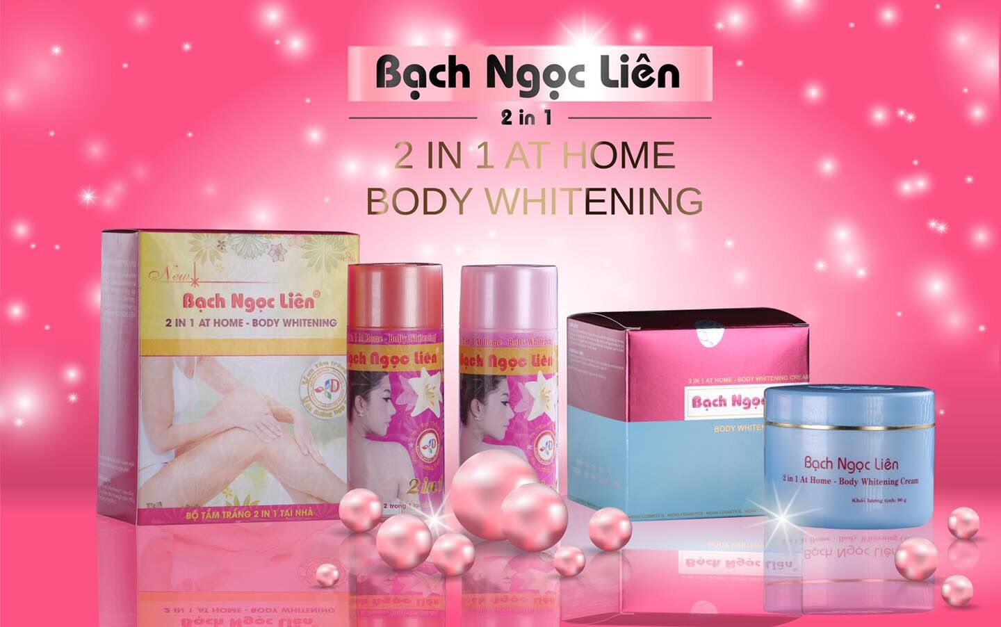 Tắm trắng body Bạch Ngọc Liên 2in1 kèm kem dưỡng body xanh hộp 90gram