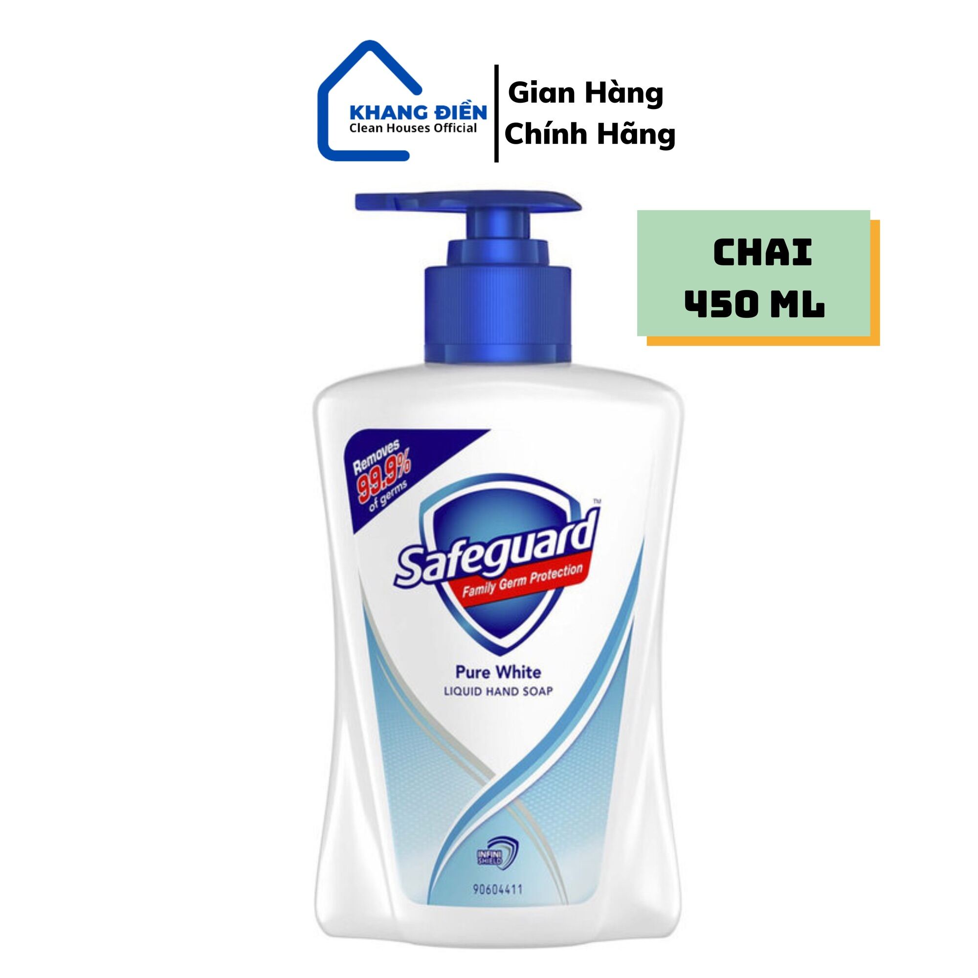 Nước rửa tay safeguard trắng tinh khiết chai 450ml- cam kết chính hãng