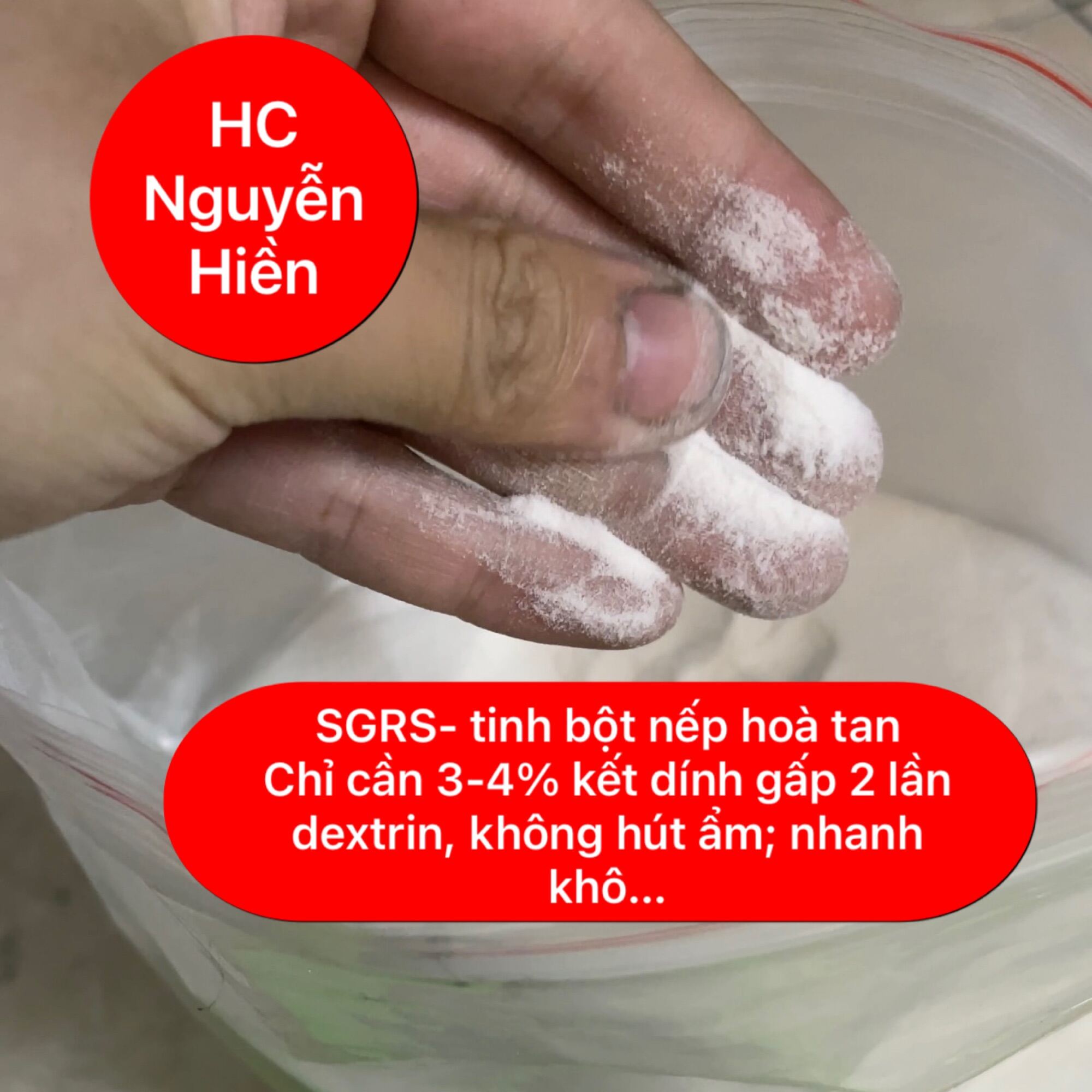 500g tinh bột nếp hoà tan-sgrs .keo hữu cơ, kết dính hơn dextrin gấp 2 lần