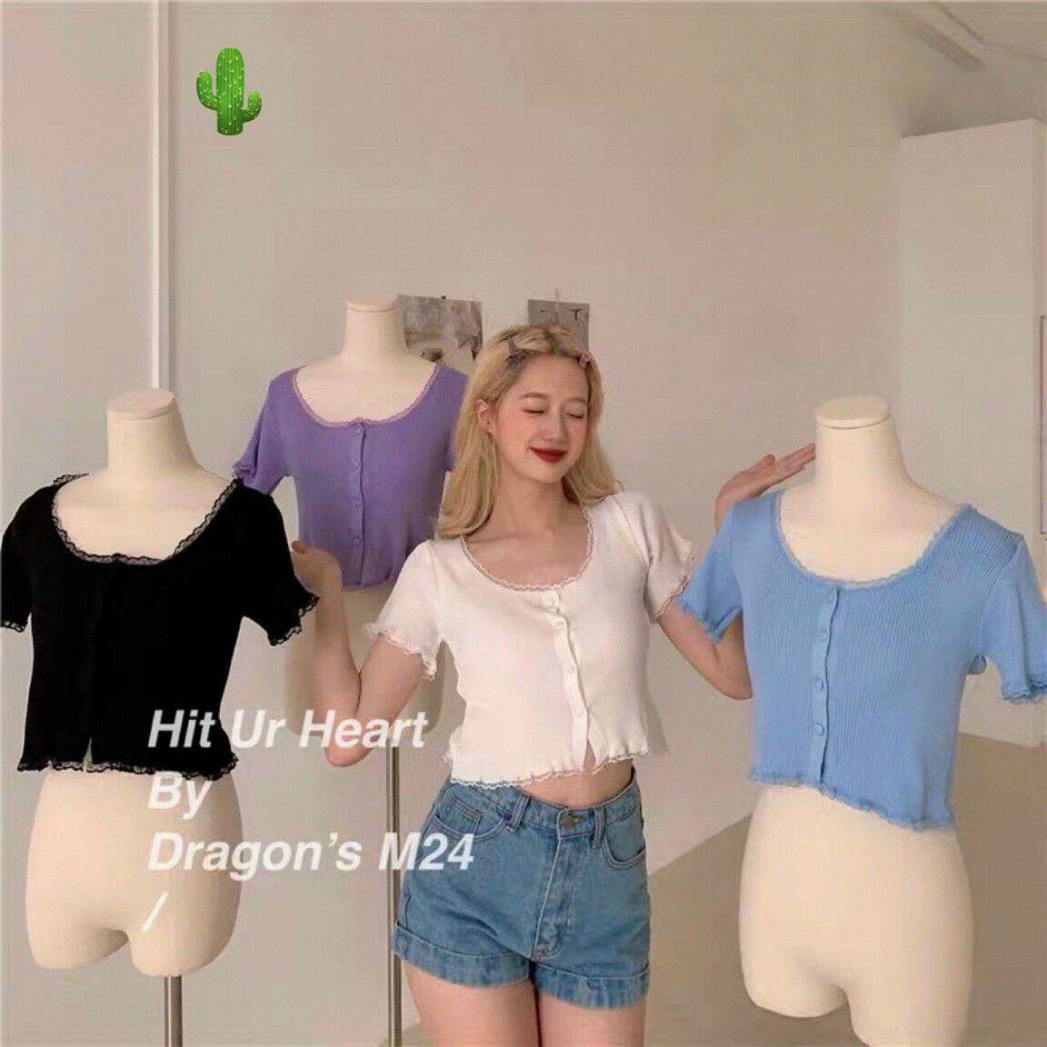 Áo croptop phối ren