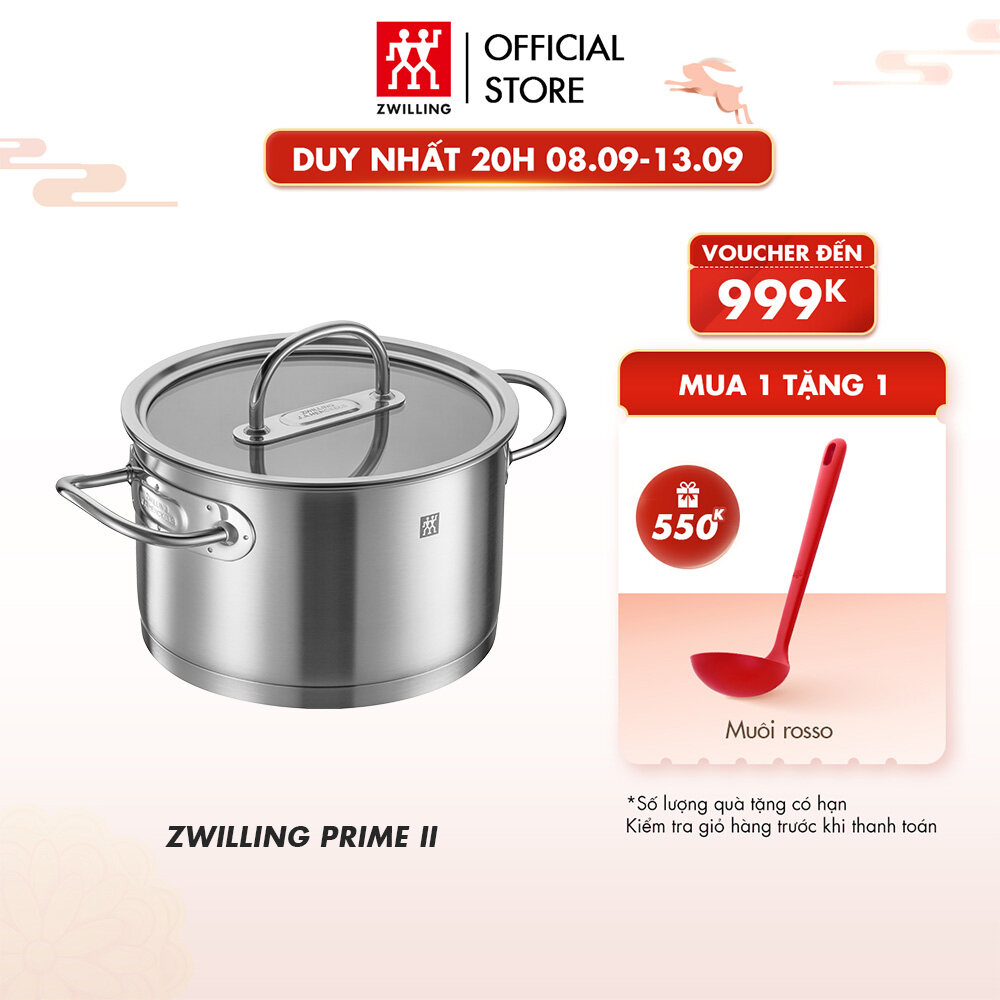 Nồi hầm xương đa năng ZWILLING Prime II - size 20cm/24cm (4L-6L) bằng thép không gỉ không tráng phủ 