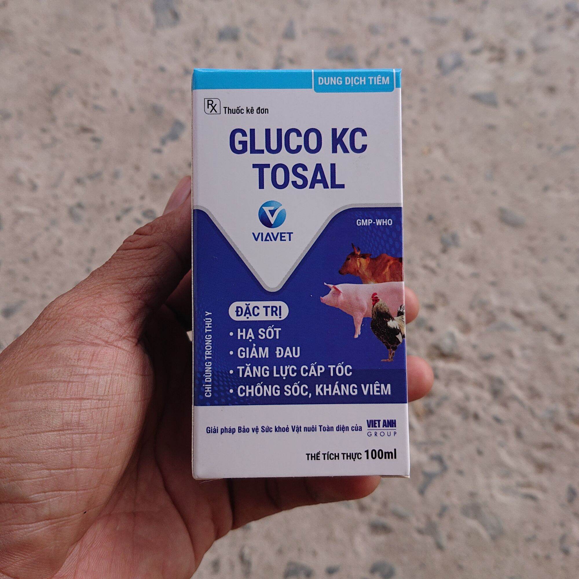 Gluco KC Tosal tăng lực hồi sức cấp tốc, giảm đau hạ sốt, kháng viêm chống sốc dùng trong thú y
