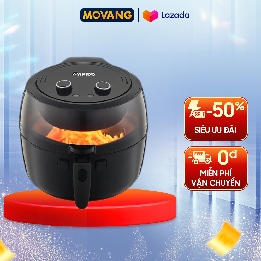 - nồi chiên không dầu rapido raf6.5m2 - công suất 1800w dung tích 6.5l