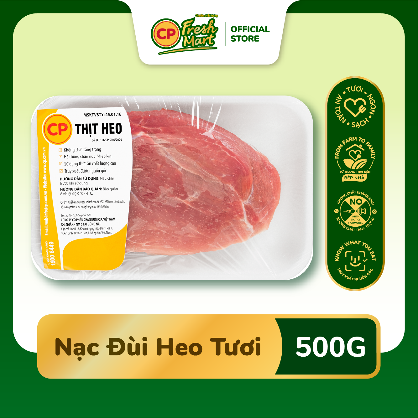 Nạc Đùi Heo CP Tươi Khay 500G - Tươi Ngon Tiện Lợi - Bữa Ăn Gia Đình - CP Fresh Mart