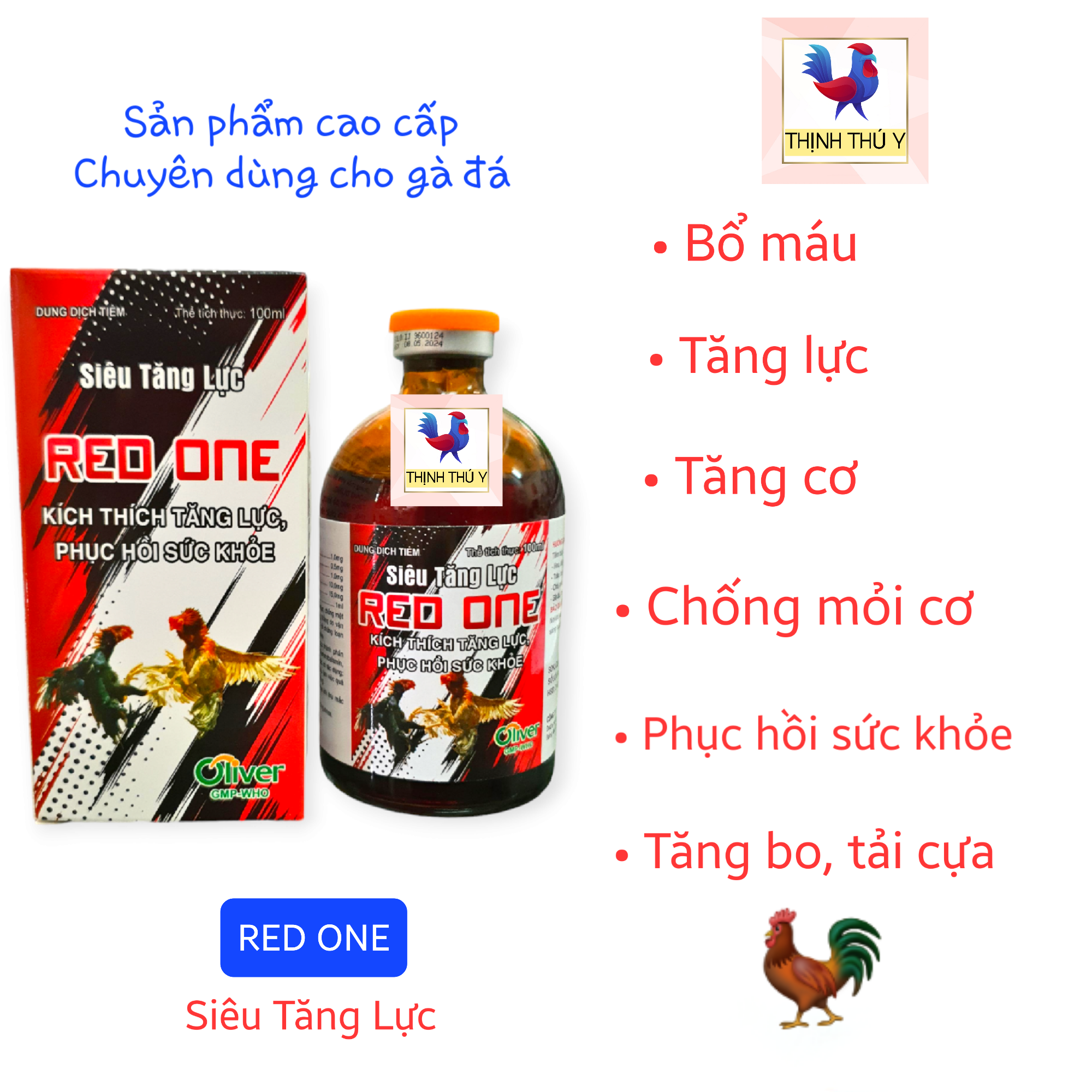 RED ONE Siêu Tăng Lực (100ml) - Bổ máu, tăng lực, tăng cơ, chống mỏi cơ, tăng bo tải cựa, hồng da, mượt lông cho gà đá (Red Power cao cấp)